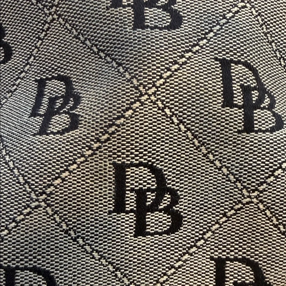 Dooney & Bourke DB Monogram Black & Grey Canvas Satchel Top Handle Bag Classic